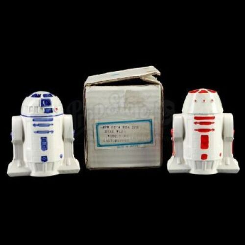 Lot # 436: Hand-Painted R2-D2 and R5-D4 Salt and Pepper Shaker Set