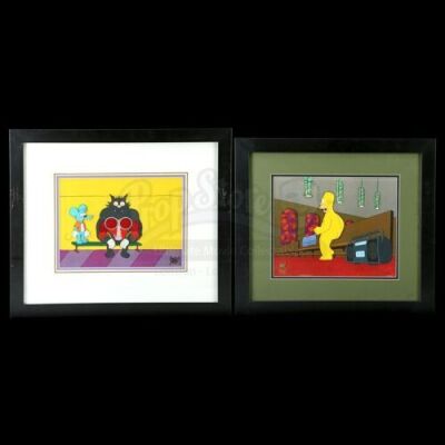 Lot # 506: The Simpsons: Itchy & Scratchy Land and Tree House of Horror VIII Hand-Painted Animation Cels