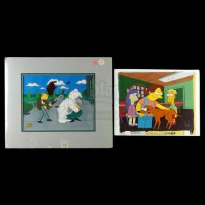 Lot # 508: The Simpsons: Sweet Seymour Skinner's Badassss Song and Rosebud Hand-Painted Animation Cels