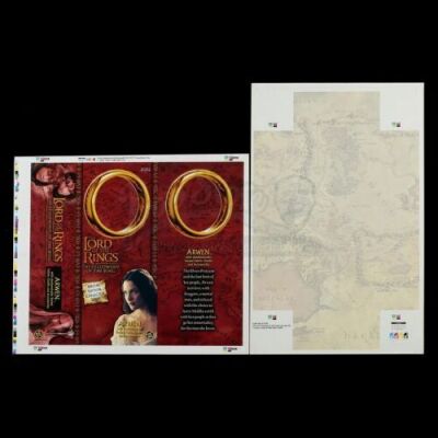 Lot # 582: Arwen 12" Action Figure (White Dress) Box and Insert Proof Sheets (Red Box)