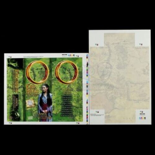 Lot # 584: Arwen 12" Action Figure (Purple Dress) and Box Insert Proof Sheets
