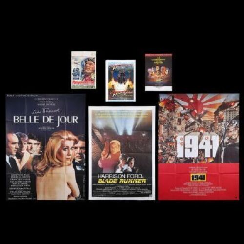 Lot #40 - BLADE RUNNER / RAIDERS OF THE LOST ARK / BELLE DE JOUR / SEA WOLVES / 1941 / REACH FOR THE SKY - Six European Posters, 1956 - 1982