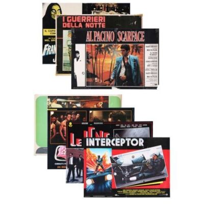 Lot #64 - WARRIORS / YOUNG FRANKENSTEIN / RESERVOIR DOGS / FIGHT CLUB / SCARFACE / MAD MAX / ANIMAL HOUSE - Seven Italian Photobustas, 1974 - 1992