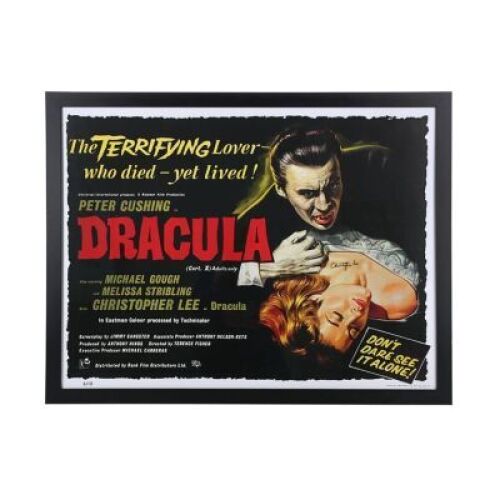 Lot #88 - DRACULA (1958) - Framed Christopher Lee Autographed Quad Poster, 2008 Reprint