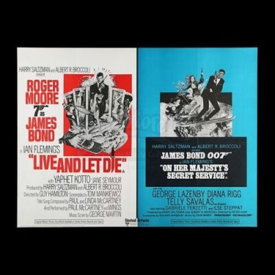 Lot #123 - LIVE AND LET DIE (1973) AND ON HER MAJESTY'S SECRET SERVICE (1969) - Carter-Jones Collection: UK Quad Double-Bill Poster, 1974 Re-Release