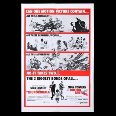 Lot #143 - THUNDERBALL (1965) / YOU ONLY LIVE TWICE (1971) - US One-Sheet Poster, 1971