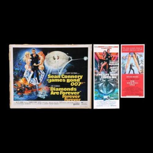 Lot #152 - DIAMONDS ARE FOREVER (1971) / THE SPY WHO LOVED ME (1977) / FOR YOUR EYES ONLY (1981) - Three US / Australian Posters, 1971, 1977, 1981