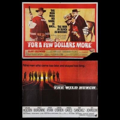 Lot #176 - FOR A FEW DOLLARS MORE (1965) AND THE WILD BUNCH (1969) - Two UK Quad Posters, 1965-69