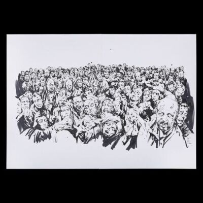Lot #218 - SHAUN OF THE DEAD (2004) - Jock Collection: Autographed Original Artwork for Mondo's "Shaun of the Dead" Soundtrack Album, 2014