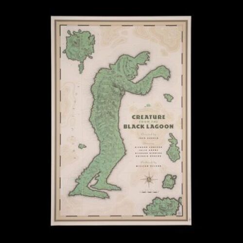 Lot #239 - CREATURE FROM THE BLACK LAGOON (1954) - Mondo Poster - Map Style, 2012