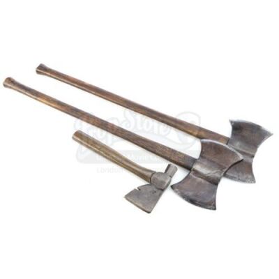Lot # 17: THE HOUSE WITH A CLOCK IN ITS WALLS - Two Jonathan Barnavelt's (Jack Black) Stunt Axes and One Lewis Barnavelt's (Owen Vaccaro) Stunt Hatchet