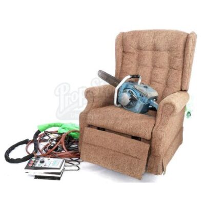 Lot # 42: THE HOUSE WITH A CLOCK IN ITS WALLS - Jonathan Barnavelt's (Jack Black) VFX Chair with Blue Chainsaw