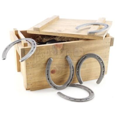 Lot # 48: THE HOUSE WITH A CLOCK IN ITS WALLS - Jonathan Barnavelt's (Jack Black) Crate of Horseshoes