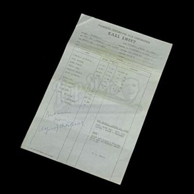 LIFEBOAT (1944) - Alfred Hitchcock Autographed Call Sheet