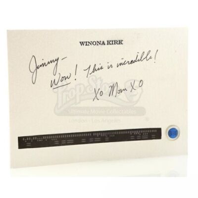 Lot # 193: STAR TREK INTO DARKNESS (2013) - Captain Kirk's Card from Mother