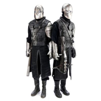 Lot # 48: ROBIN HOOD (2018) - Two Crossman Guard Costumes with Weaponry