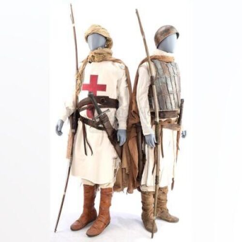 Lot # 54: ROBIN HOOD (2018) - Crusader Fight and Flashback Costumes with Weaponry