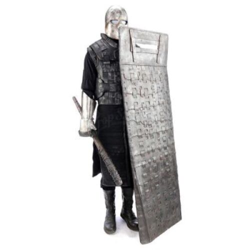 Lot # 65: ROBIN HOOD (2018) - Crossman Guard Costume with Shield and Mallet with Weaponry