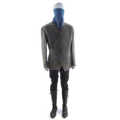 Lot # 91: ROBIN HOOD (2018) - Robin's "The Hood" Costume with Arrow Puncture Hole