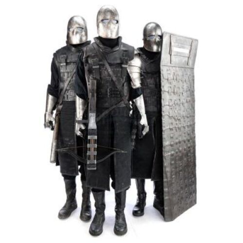 Lot # 92: ROBIN HOOD (2018) - Three Crossman Guard Costumes with Weaponry