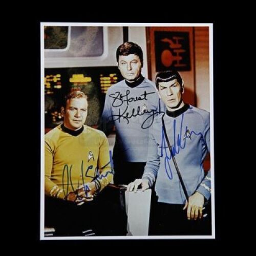 STAR TREK (TV 1966) - William Shatner, DeForest Kelley and Leonard Nimoy Autographed Still