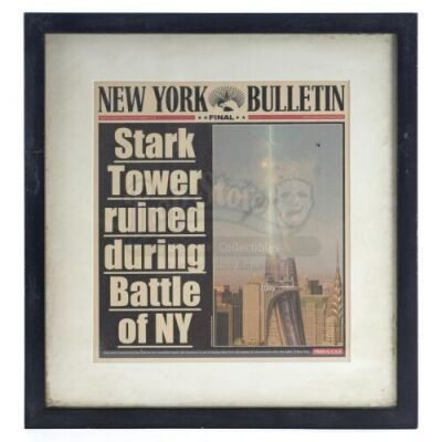 Lot # 202: Marvel's Daredevil (TV Series) - Framed New York Bulletin 'Stark Tower Ruined' Newspaper