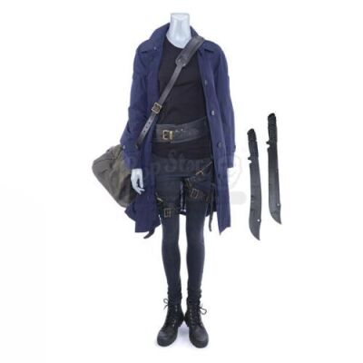 Lot # 222: Marvel's Iron Fist (TV Series) - Mary Walker's Warehouse Costume with Stunt Machetes and Duffel Bag