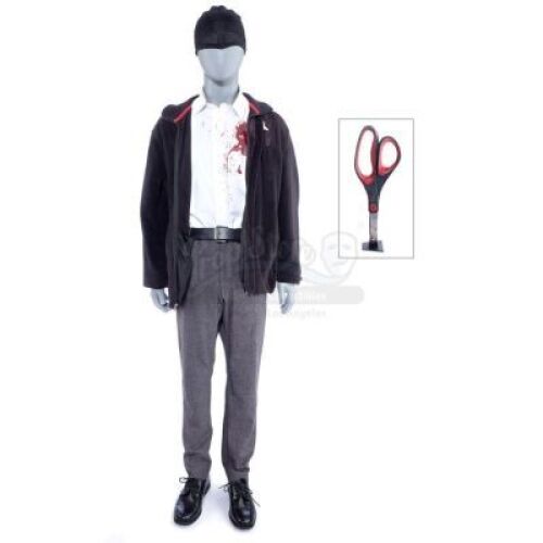 Lot # 266: Marvel's Daredevil (TV Series) - Matt Murdock's Stunt New York Bulletin Fight Costume and Office Scissors