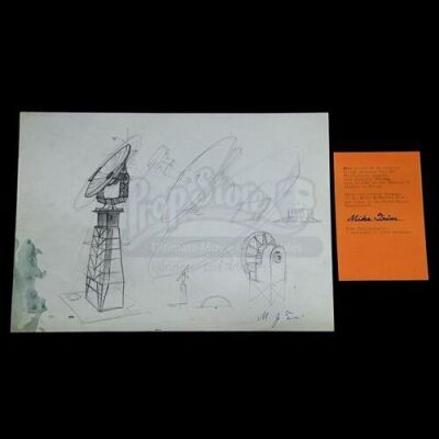 THUNDERBIRDS (TV 1965 - 1966) - Hand-Drawn Solar Reflector Dish and Tower Artwork