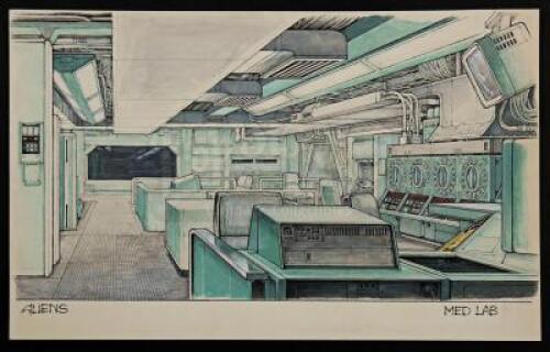 Lot #20 - ALIENS (1986) - Hand-Drawn Ron Cobb Medlab Concept Sketch