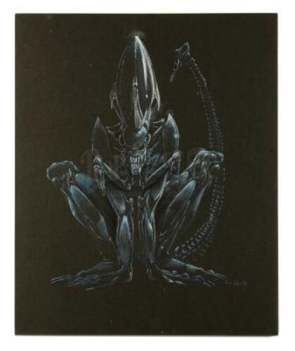 Lot #33 - ALIEN3 (1992) - Hand-Painted Sitting Runner Concept Illustration by Alec Gillis