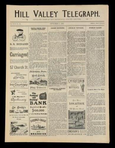Lot #100 - BACK TO THE FUTURE PART III (1990) - Hill Valley Telegraph Newspaper