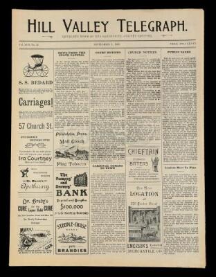 Lot #100 - BACK TO THE FUTURE PART III (1990) - Hill Valley Telegraph Newspaper