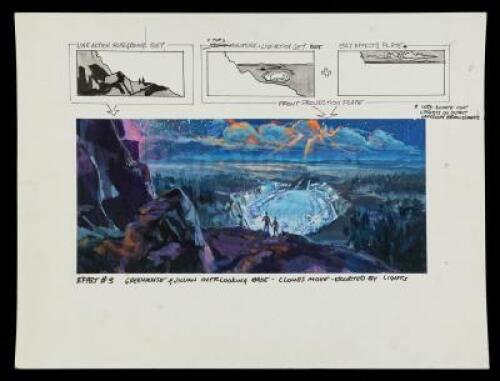 Lot #169 - CLOSE ENCOUNTERS OF THE THIRD KIND (1977) - Hand-Painted George Jenson Landing Site Illustration