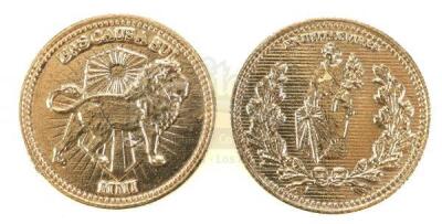Lot #397 - JOHN WICK: CHAPTER 3 - PARABELLUM (2019) - Pair of High Table Currency Coins