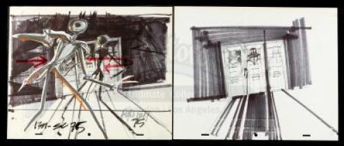 Lot #499 - NIGHTMARE BEFORE CHRISTMAS, THE (1993) - Hand-Drawn Jack Skellington in Oogie Boogie's Lair Concept Artwork Set