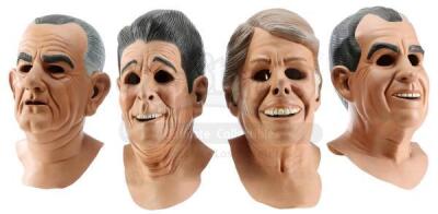 Lot #528 - POINT BREAK (1991) - Set of Four Reference Copy Bank Robbery Presidents Masks