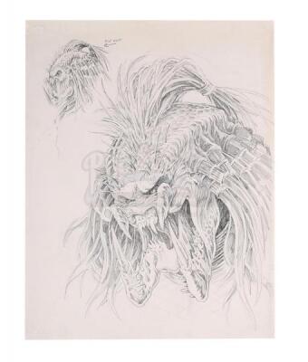 Lot #536 - PREDATOR 2 (1990) - Hand-Drawn Concept Art of Predator