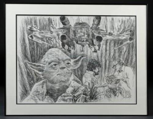 Lot #709 - STAR WARS: THE EMPIRE STRIKES BACK (1980) - "Memories of Dagobah" Hand-Drawn Artwork by Nick Maley