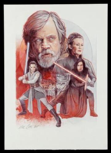 Lot #749 - STAR WARS: THE LAST JEDI (2017) - Hand-Drawn Mark Raats Poster Concept Illustration
