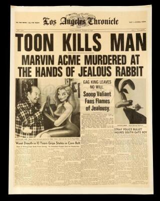 Lot #856 - WHO FRAMED ROGER RABBIT (1988) - Los Angeles Chronicle Newspaper Cover