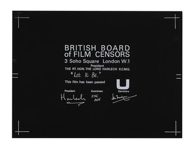 Lot #34 - LET IT BE (1969) - BBFC Certificate, 1969