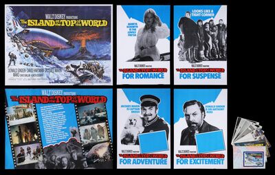Lot #114 - ISLAND AT THE TOP OF THE WORLD (1974) - Two UK Quads, Four Double Crowns and Press Pack, 1974