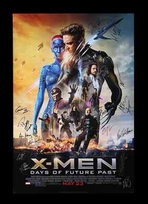 Lot #144 - X-MEN DAYS OF FUTURE PAST (2014) - UK Quad Autographed by Patrick Stewart, James McAvoy and Others