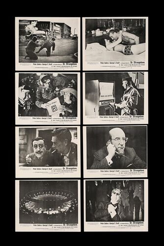 Lot #218 - DR. STRANGELOVE (1964) - Eight British Front of House Lobby Cards, 1964