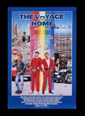 Lot #231 - STAR TREK IV - THE VOYAGE HOME (1986) - US/International One-Sheet, 1986, Autographed by William Shatner and Leonard Nimoy