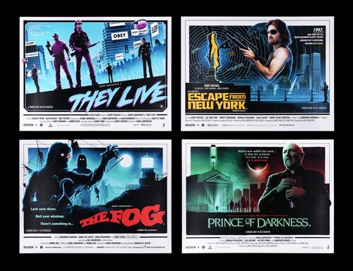 Lot #237 - JOHN CARPENTER SEASON - ESCAPE FROM NEW YORK (1981), THEY LIVE (1988), PRINCE OF DARKNESS (1987), THE FOG (1980) - Four UK Quads, 2018