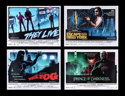 Lot #237 - JOHN CARPENTER SEASON - ESCAPE FROM NEW YORK (1981), THEY LIVE (1988), PRINCE OF DARKNESS (1987), THE FOG (1980) - Four UK Quads, 2018