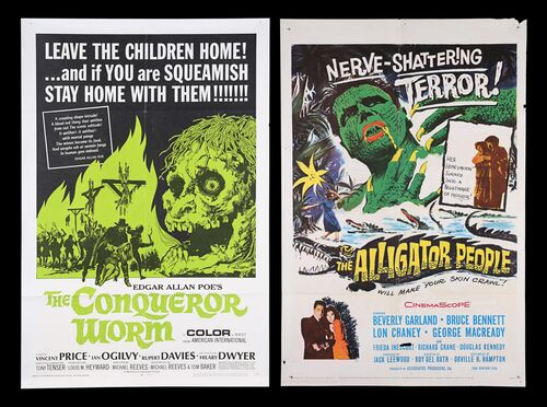 Lot #249 - ALLIGATOR PEOPLE (1959), CONQUEROR WORM (1968) - Two US One-Sheets