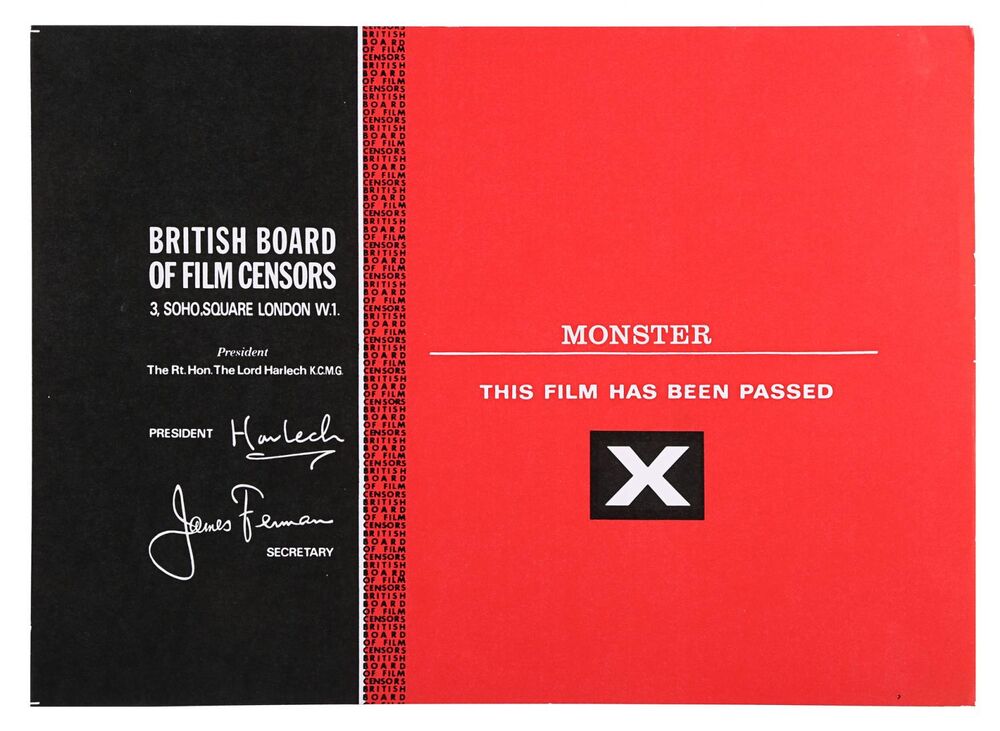 Lot 276 VARIOUS HORROR PRODUCTIONS BBFC Certificates Horror Films